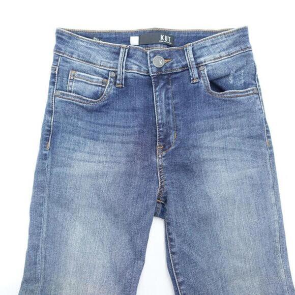 Kut from the Kloth Skinny Jeans Women 0 Blue Denim Stretch Frayed Hem High-Rise - Picture 5 of 9